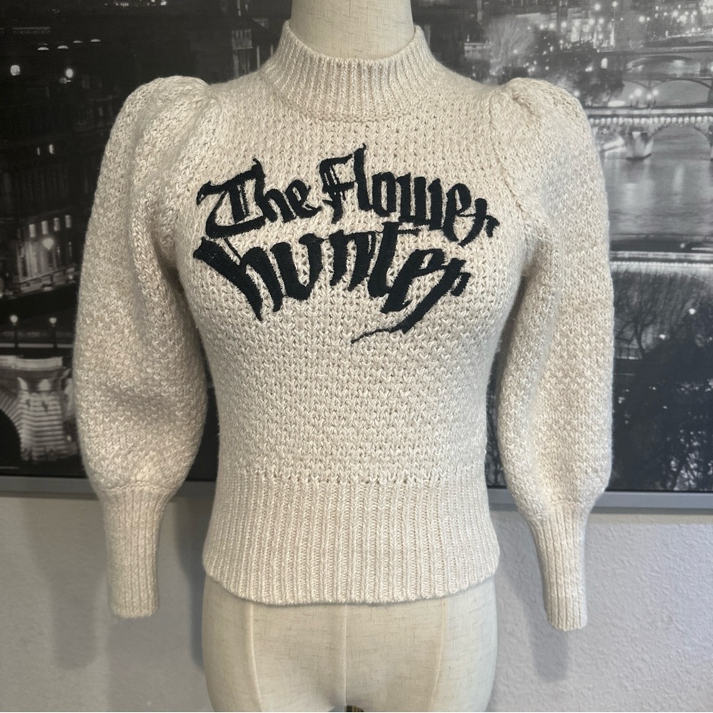 Zimmermann "The Flower Hunter" Wild Botanica Sweater Ivory Cashmere Wool Size XS